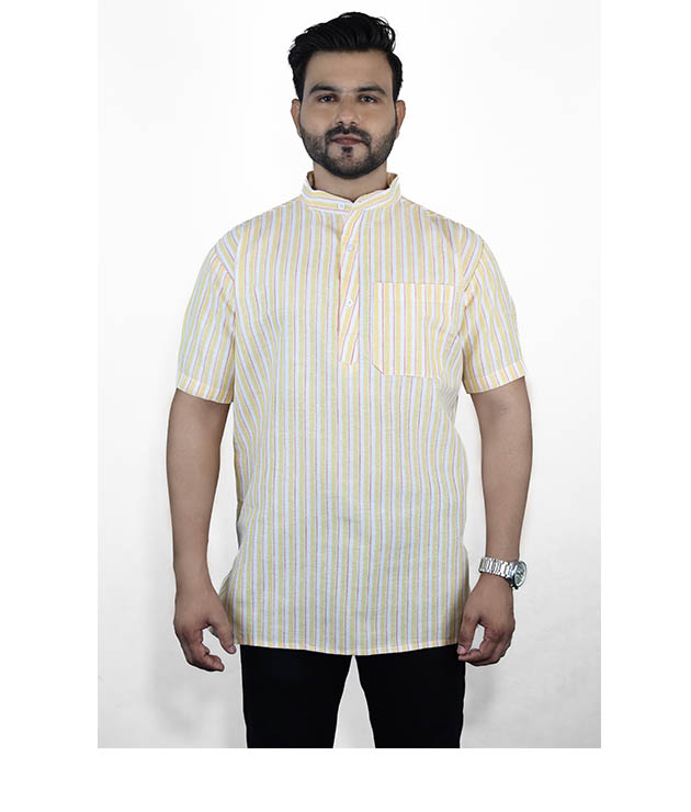 Khadi Cotton Short Kurta Lining Half Sleeves